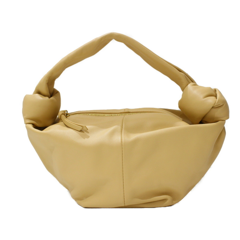 Bottega Veneta Double Knot Handle Bag Beige Tan Leather